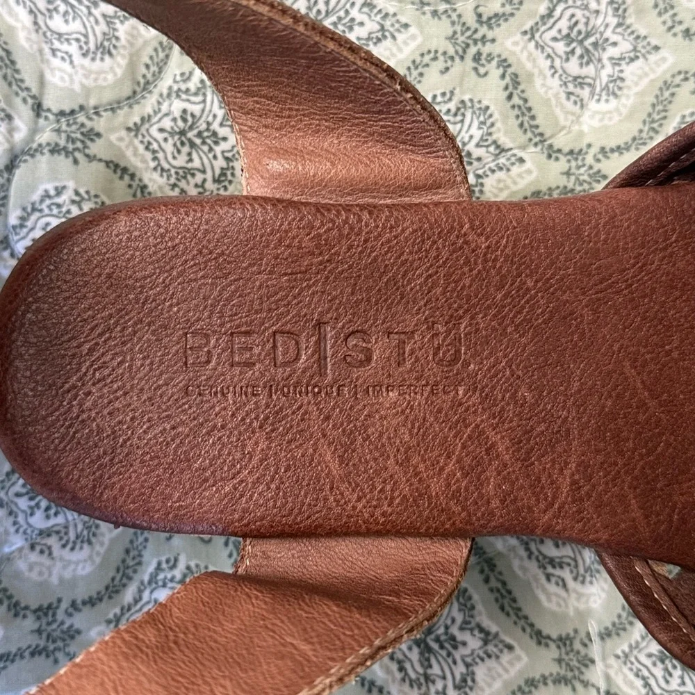 Bed Stu Brisa Brown Leather Woven Platform Sandals Women’s Size 9.5‎ Ankle Strap